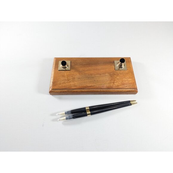 Vintage SHEAFFER wooden double ballpoint pen stand with 2 replacement - Picture 3 of 10